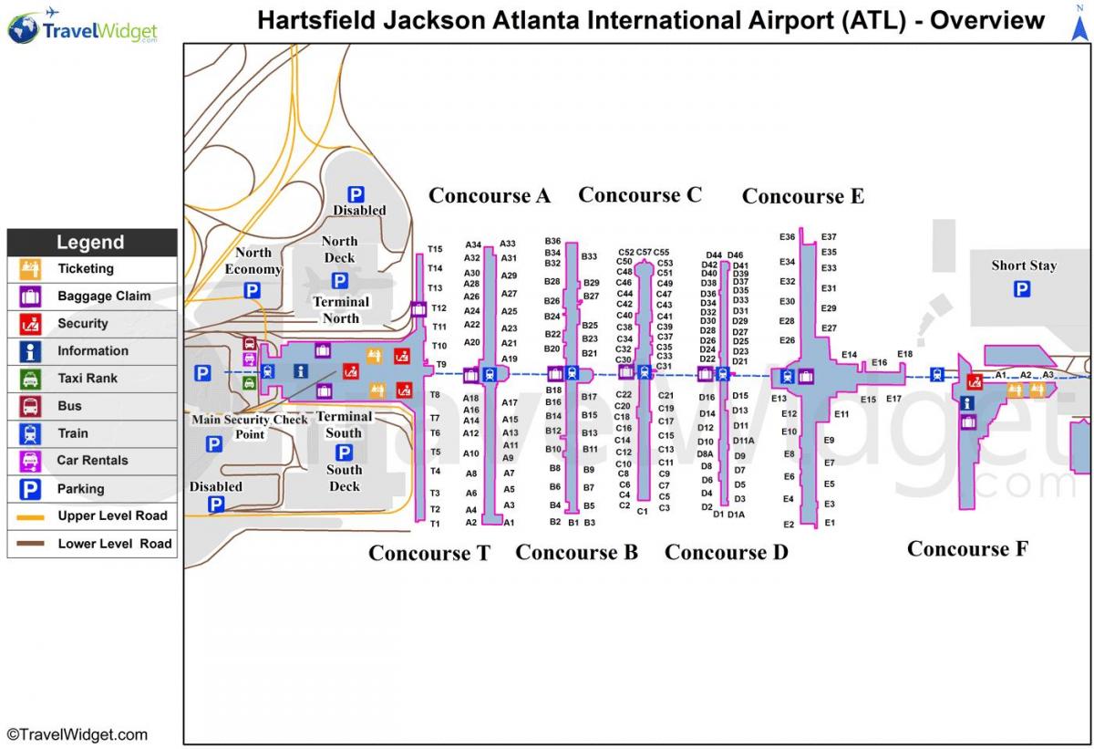 mapi Hartsfielda Jackson Atlanti Međunarodni Aerodrom