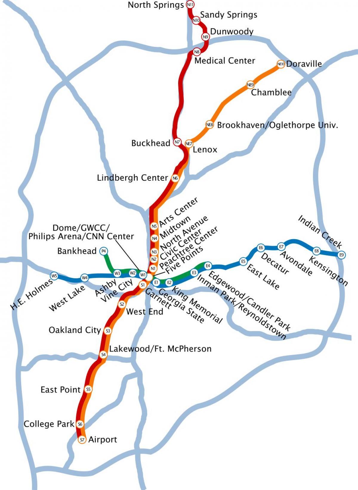 mapa metroa Atlanti
